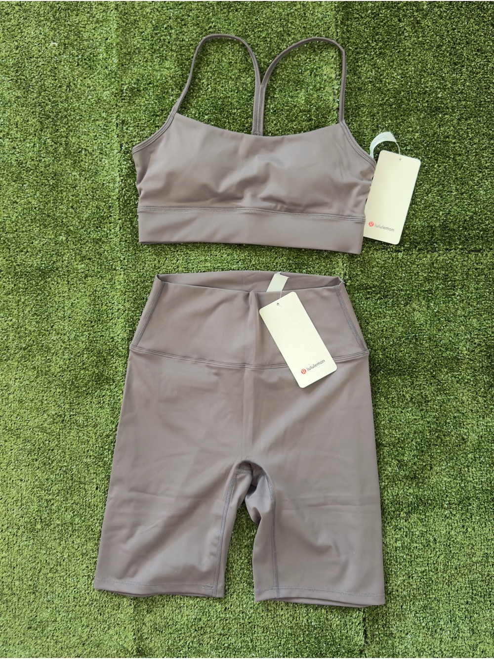 lululemon athletica Women's Mauve Sports Bra & High-Rise Bike Short Set